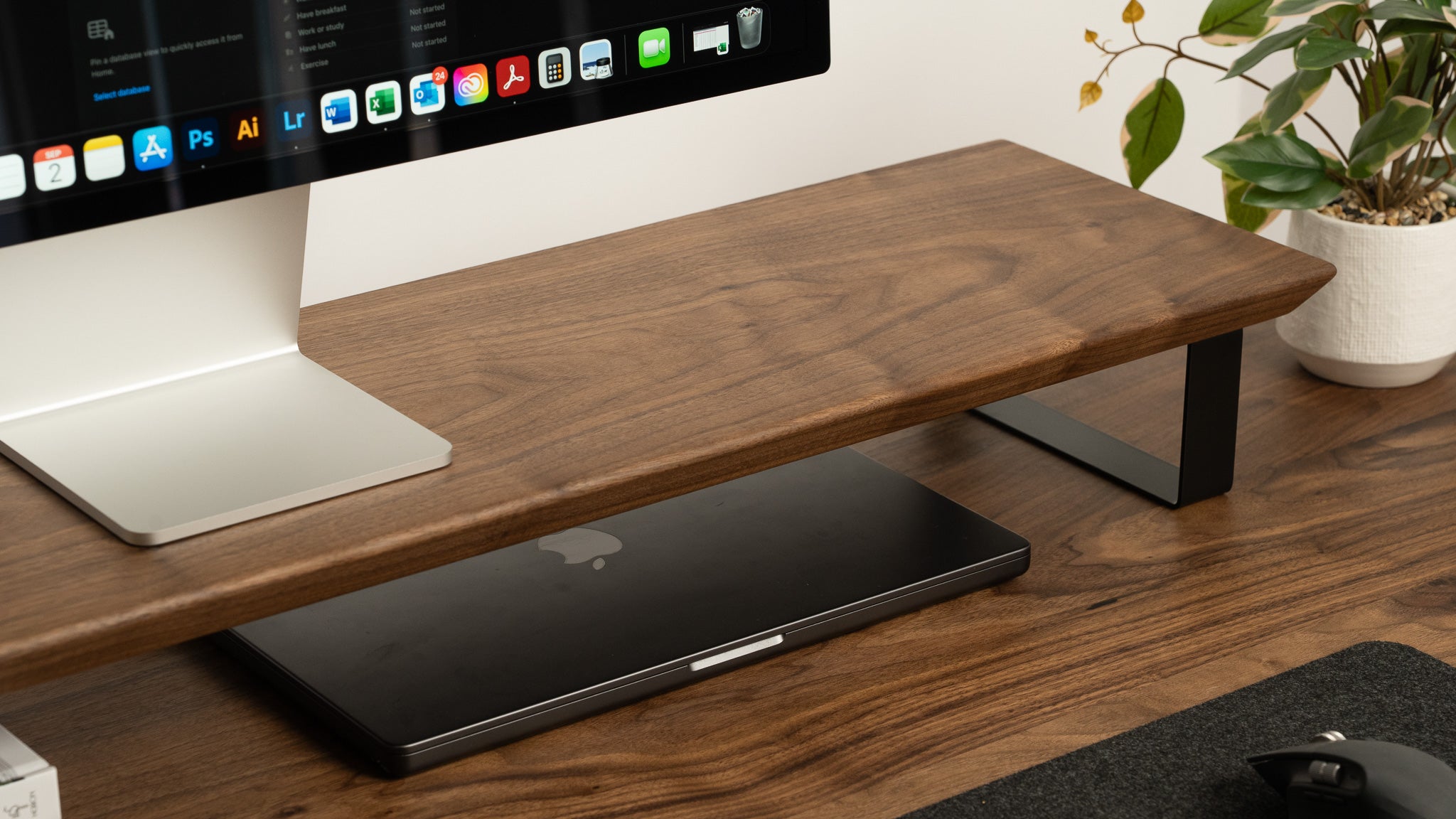 Upwood Pro Standing Desk - Walnut Hardwood Black