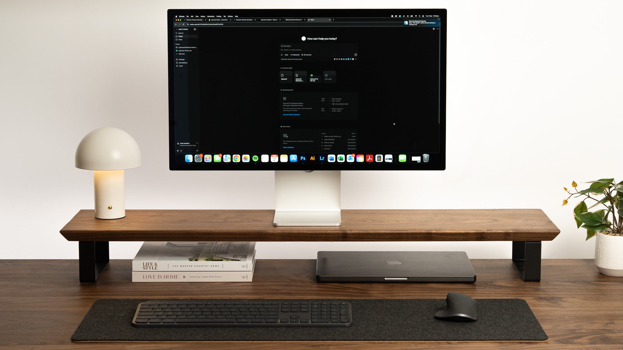 Upwood Pro Standing Desk - Walnut Hardwood Black