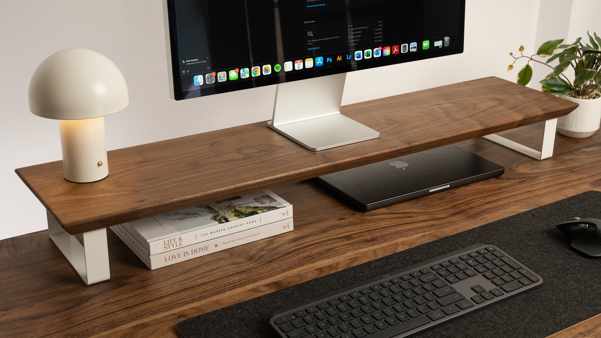 Upwood Pro Standing Desk - Walnut Hardwood White