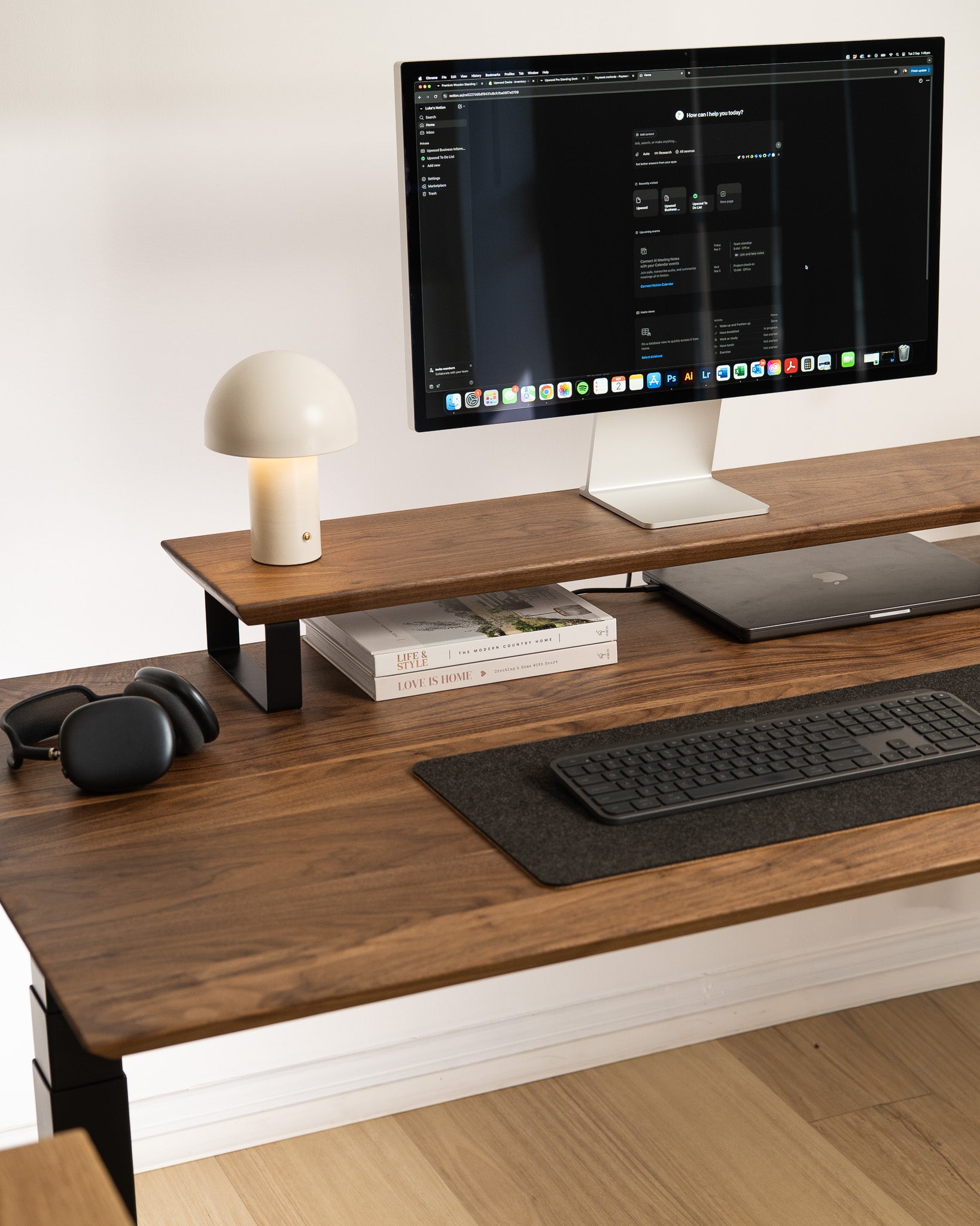 Upwood Pro Standing Desk - Walnut Hardwood Black
