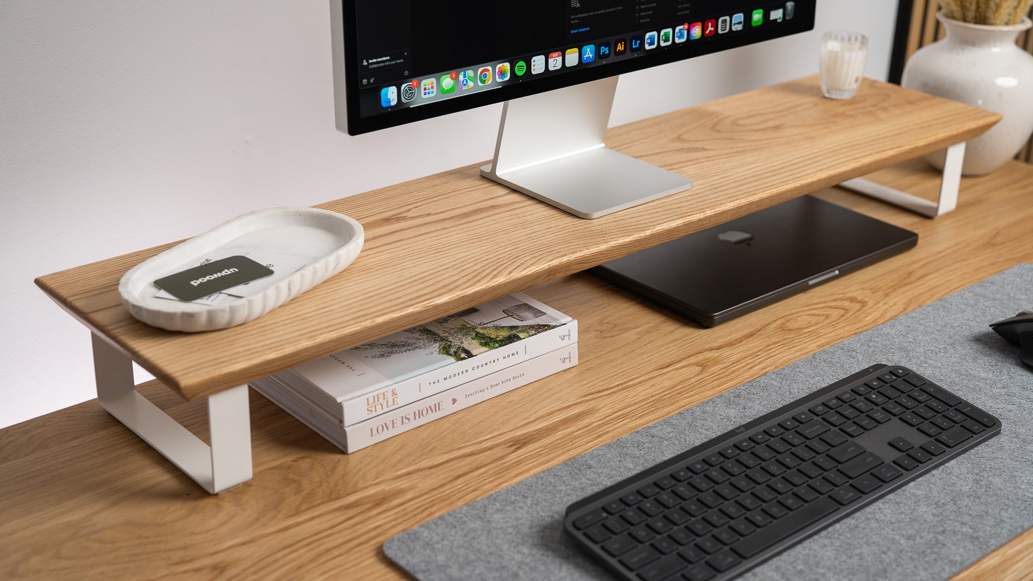 Upwood Pro Standing Desk - White Oak Hardwood White