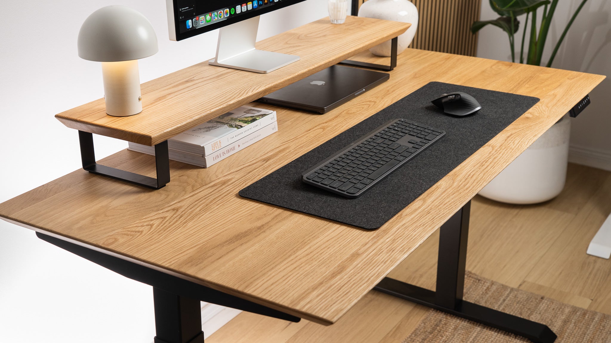 Upwood Pro Standing Desk - White Oak Hardwood Black