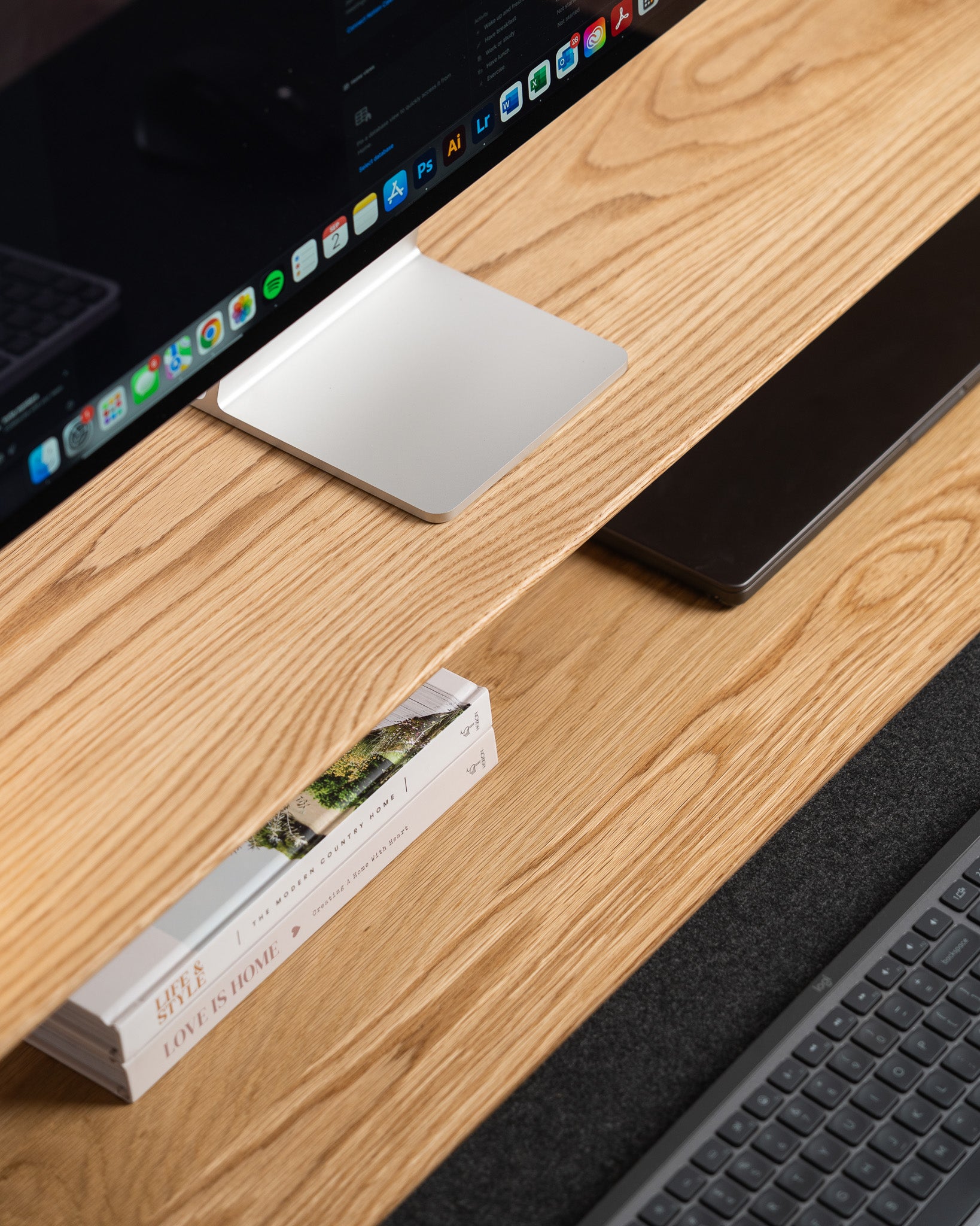 Upwood Pro Standing Desk - White Oak Hardwood Black