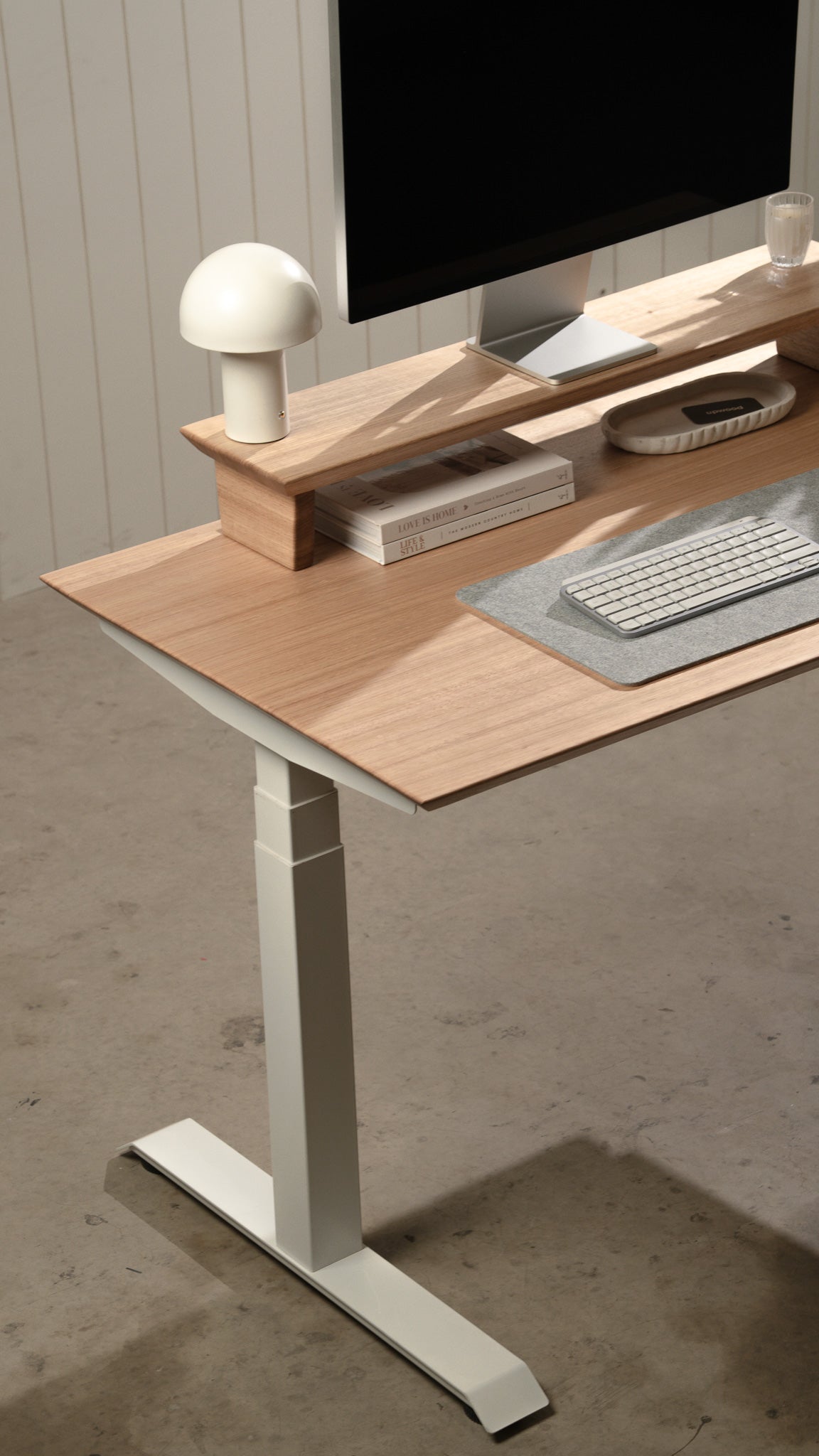 Upwood Pro Standing Desk - Tasmanian Oak Hardwood White