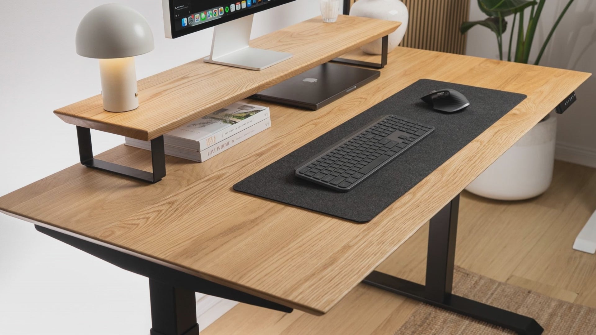 Upwood Pro Standing Desk - White Oak Hardwood Black