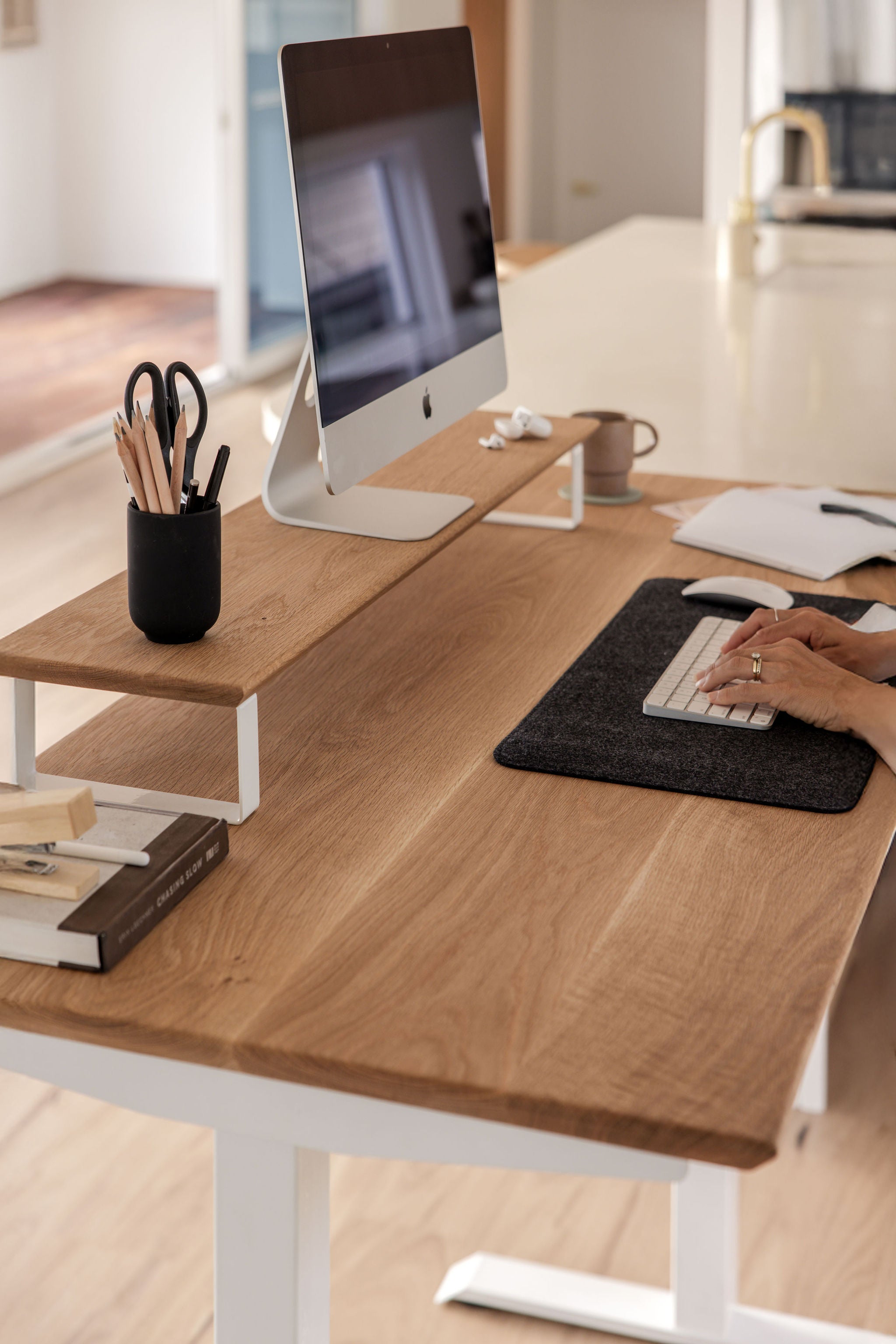 Upwood Pro Standing Desk - White Oak | Handcrafted 140kg Dual Motor Height Adjustable Desk